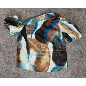 Worthington Women’s Olivia Geo Asymmetrical Sleeve Blouse